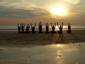 sunset by the ocean yoga retreat