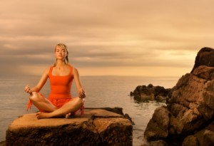 Yoga Teacher in easy posture Yoga Teacher in easy posture